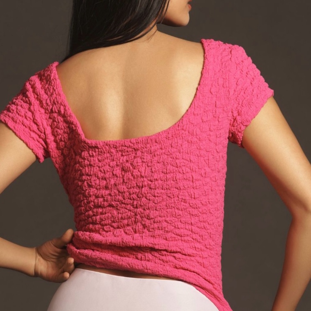Maeve Pink Textured Popcorn Tee.NWOT - Picture 4 of 11